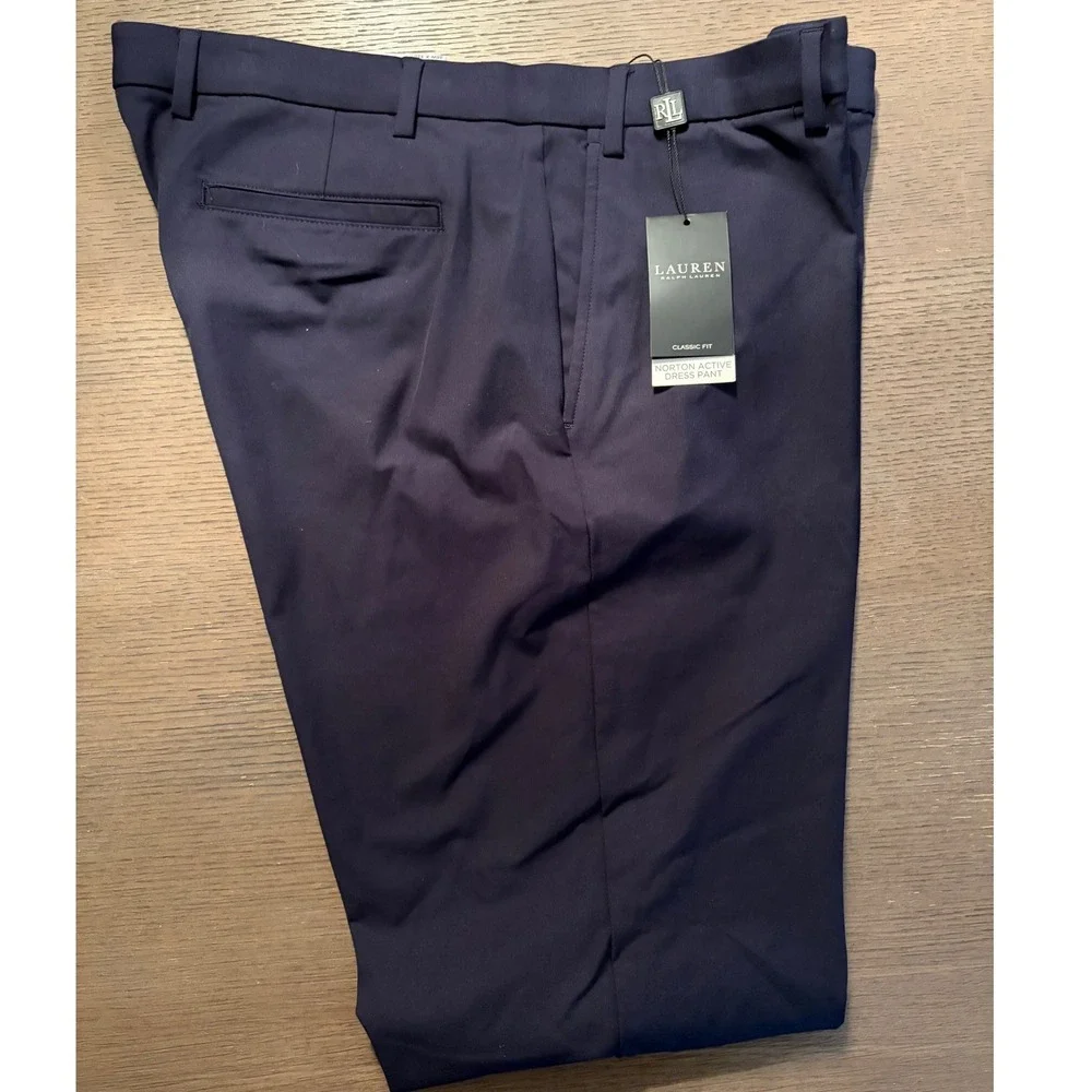 Lauren Ralph Lauren Norton Active Dress Pants Navy Blue Classic Fit 38W x 32L